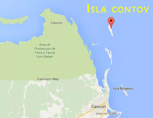 Mapa da Isla Contoy em Cancún