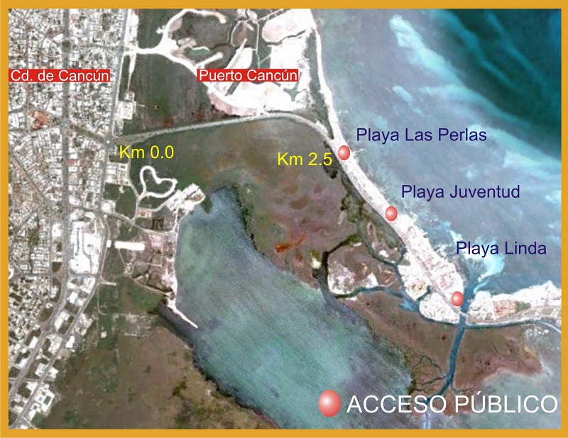 Map of Las Perlas Beach in Cancun