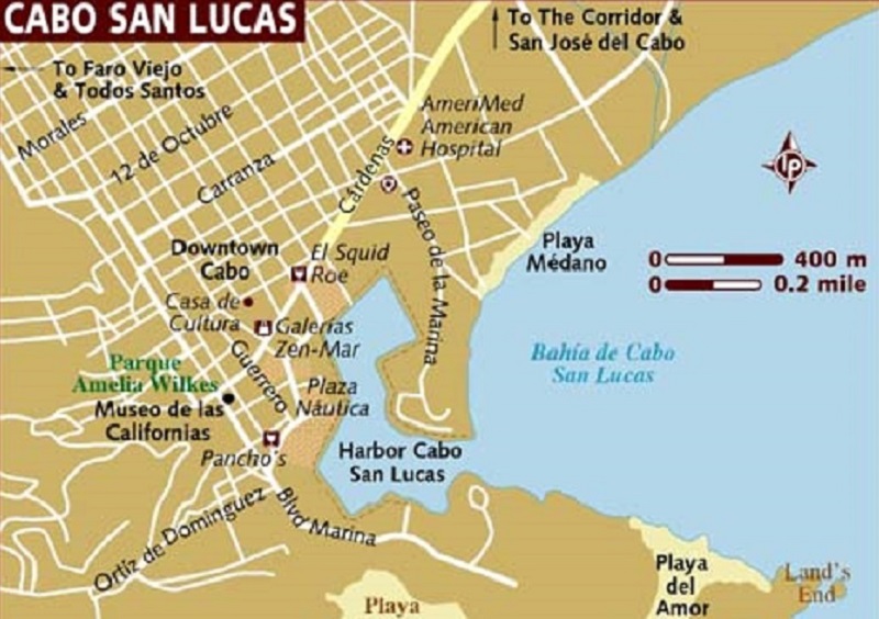 Mapa de la ciudad de Cabo San Lucas en Los Cabos