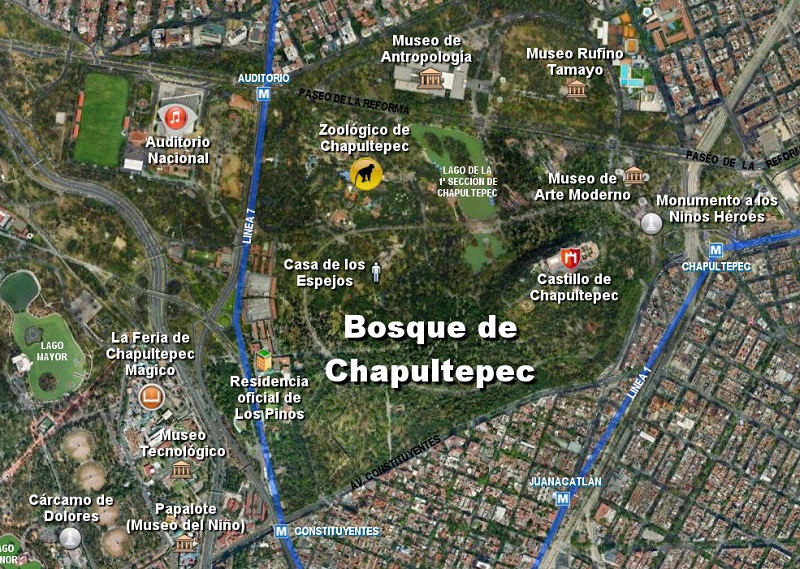 Mapa Bosque Chapultepec en Ciudad de México