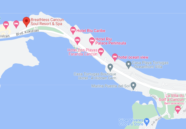Localização do All Inclusive Breathless Cancun Soul Resort & Spa